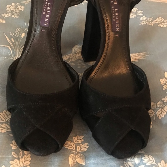 MINT! Ralph Lauren Purple Label Kabria Black Suede Heel - Picture 9 of 14